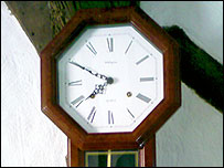 The stopped-clock at the Lavenham tearooms