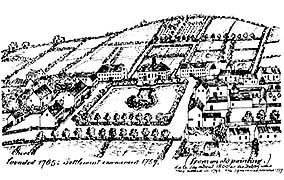 A sketch from around 1800, showing how the square pattern of Gracehill formed