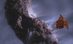 Deep Impact. Courtesy of NASA/JPL/UMD. Artwork by Pat Rawlings