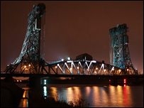 Newport Bridge at night
