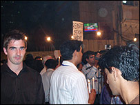 Andrew Webster at a vigil in Karachi