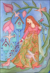 پری در زمین تخم و گل می پاشد.