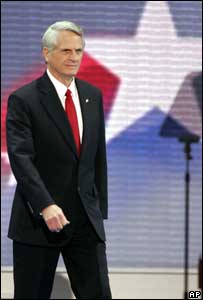 O senador democrata Zell Miller durante seu discurso na convenção do Partido Republicano, nesta quarta-feira