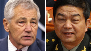 美國防長哈格爾與中國防長常萬全通電話