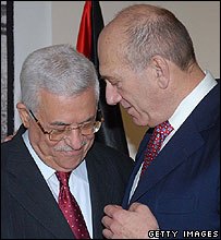 Chủ tịch Palestine Mahmoud Abbas và Thủ tướng  Prime Minister Ehud Olmert