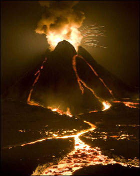 Vulcão em erupção