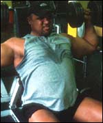 Working out at the gym