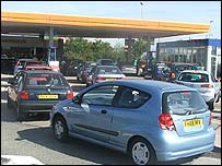 cars at a petrol station