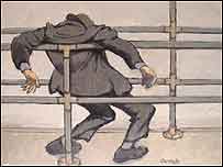 Norman Cornish painting of man  c/o Northumbria University Gallery