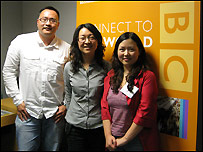 素斌，天舒和丽军在BBC演播间