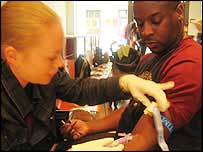 Man having blood test