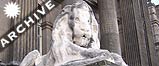 Statue of a white lion outside Leeds Town Hall in 2003.