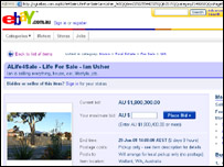 eBay'deki açık artırma sayfası