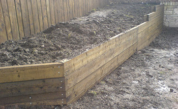 The veg bed nearly ready for planting.