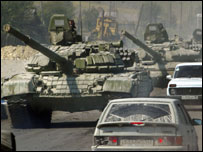 Xe tăng trên đường phố nam Ossetia