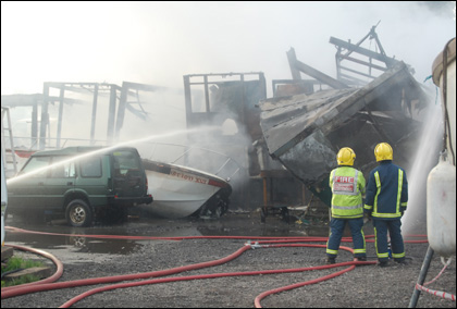 Fire at Stourport Boatyard 
