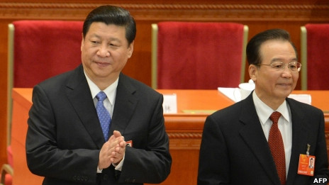 習近平與溫家寶（05/03/2013）