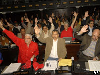 Parlamentares da Assembléia Nacional da Venezuela aprovam a reforma constitucional