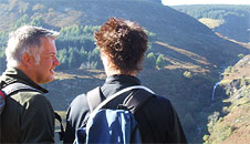 Views looking back over towards the Rhondda River and waterfall