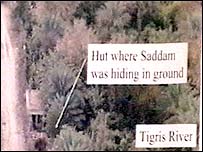 Bức ảnh quân sự Mỹ cho thấy căn lều nơi Saddam ẩn náu