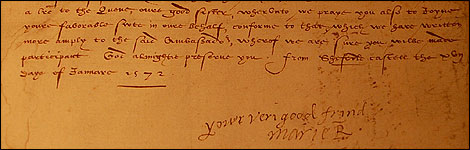 Letter from Mary, Queen of Scots to the Laird of Barnbarroch, 1571 - from Sheffield Archives