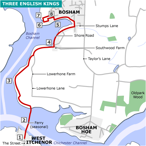 Map for BBC Southern Counties' coast walk