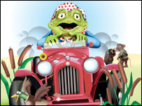 Toad from Wind in the Willows in his car
