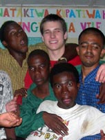 Ben Ferrar with local people at  the Amani centre