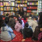 The children gather round for some storytelling