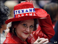 Eleitora de Barack Obama em comício em Austin, no Texas