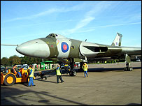 Vulcan XH558 being taxied onto the runway