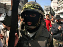 Militante do Jihad Islâmico durante manifestação em Gaza
