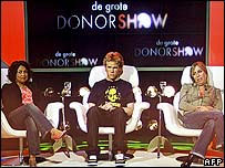 Os três competidores do 'The Big Donor Show'