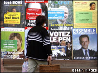 Cartazes de candidatos à presidência da França