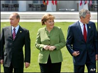 ولادیمیر پوتین، آنگلا مرکل، جورج بوش