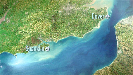 Map showing Dover to the Isle of Wight