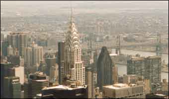 Manhattan sky with Chryslar building in foreground