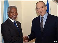 Kofi Annan e Ehud Olmert