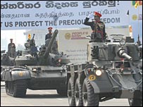 Armoured tanks on parade (photo Sudath Silva)