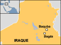 Mapa de Baquba e Bagdá