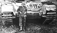 Photo of British tank and crewman in Korea