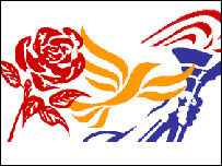 Символи трьох провідних партій Британії