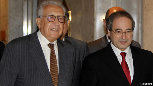 Lakhdar Brahimi  tiba di Damaskus