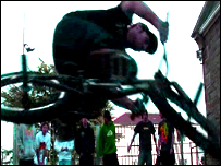BMXer using the St Ouen Ramp