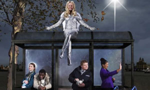 Liverpool Nativity: Mary (Jodie McNee), Joseph (Kenny Thompson), Angel (Jennifer Ellison), Gabriel (Geoffrey Hughes) and Herodia (Cathy Tyson)