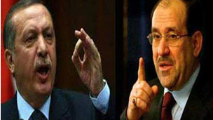 المالكي (يمين) ورجب طيب أردوغان (يسار)