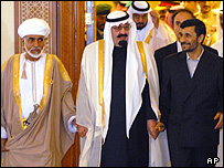 احمدی نژاد، ملک عبدالله پادشاه سعودی و سلطان قابوس پادشاه عمان
