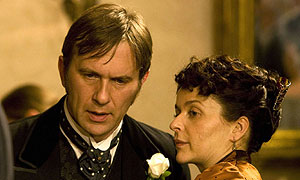 Jason Merrells (James Dowland) and Julia Sawalha (Dorcas Lane)