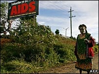 Pôster de campanha sobre HIV na Papua Nova Guiné