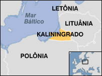 Mapa de Kaliningrado, na Rússia